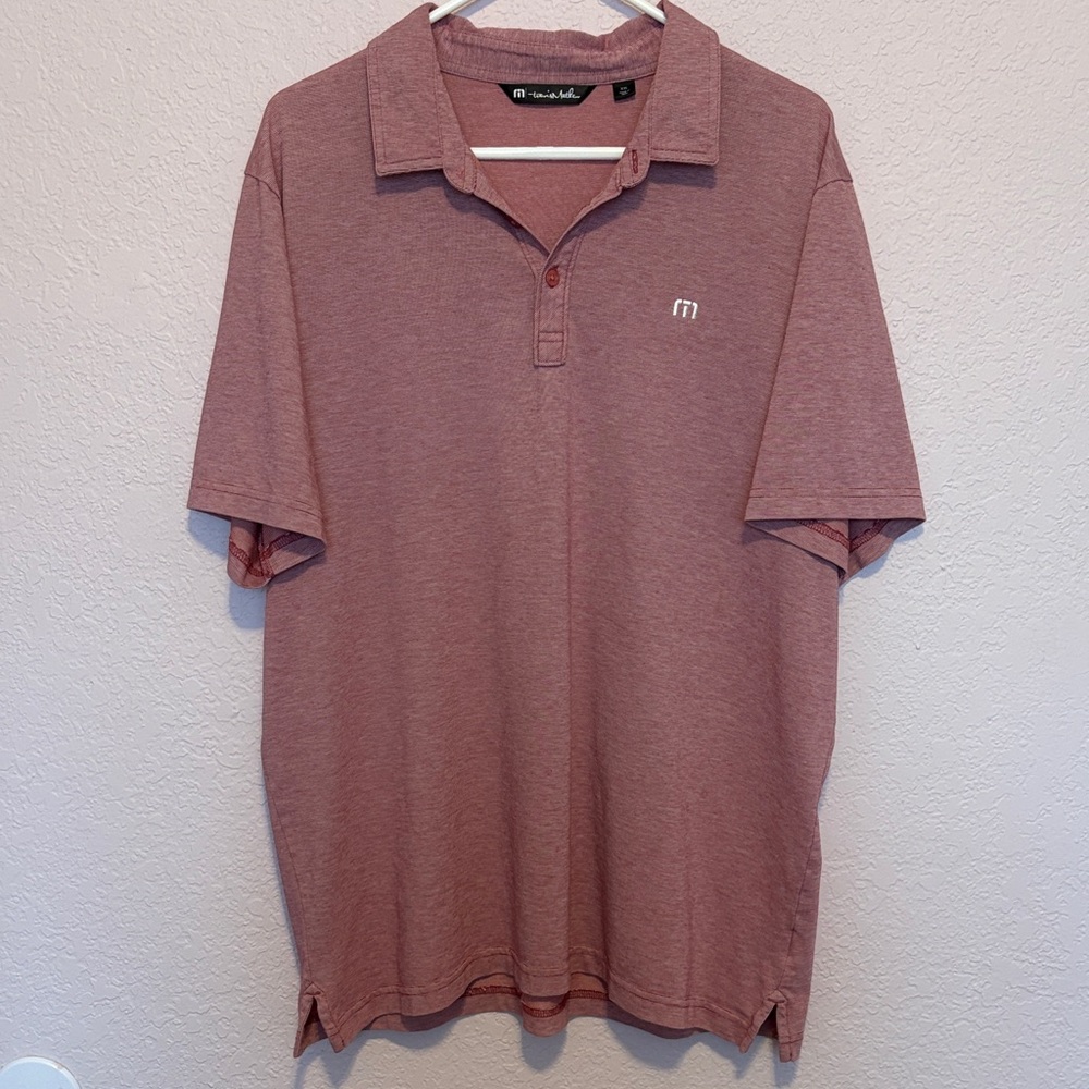 Travis Mathew Dusty Heathered Red Polo Shirt
